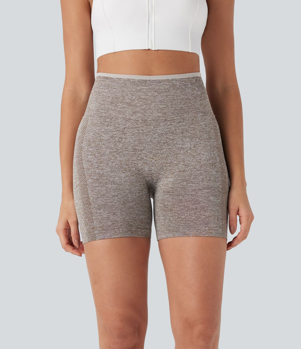 Short cycliste yoga 12,5 cm effet push-up taille haute froncé sans couture OneForm Seamless Flow