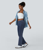 Jean bootcut décontracté Halara Flex™ taille basse avec poches arrière en maille extensible