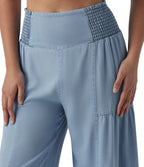 Jean large décontracté drapé taille haute en lyocell avec cordon de serrage et poches
