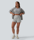 Short sweat décontracté 2 en 1 taille haute ventre plat 7,5 cm avec poches