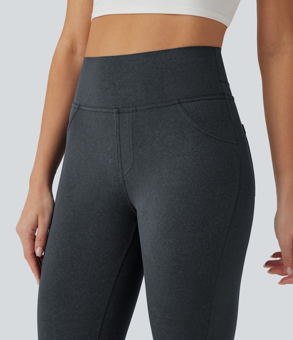 Legging de yoga gainant galbant taille haute imprimé denim avec poches Halara UltraSculpt™