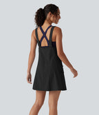 Robe active de randonnée mini cargo à encolure U, bretelles ajustables et poches