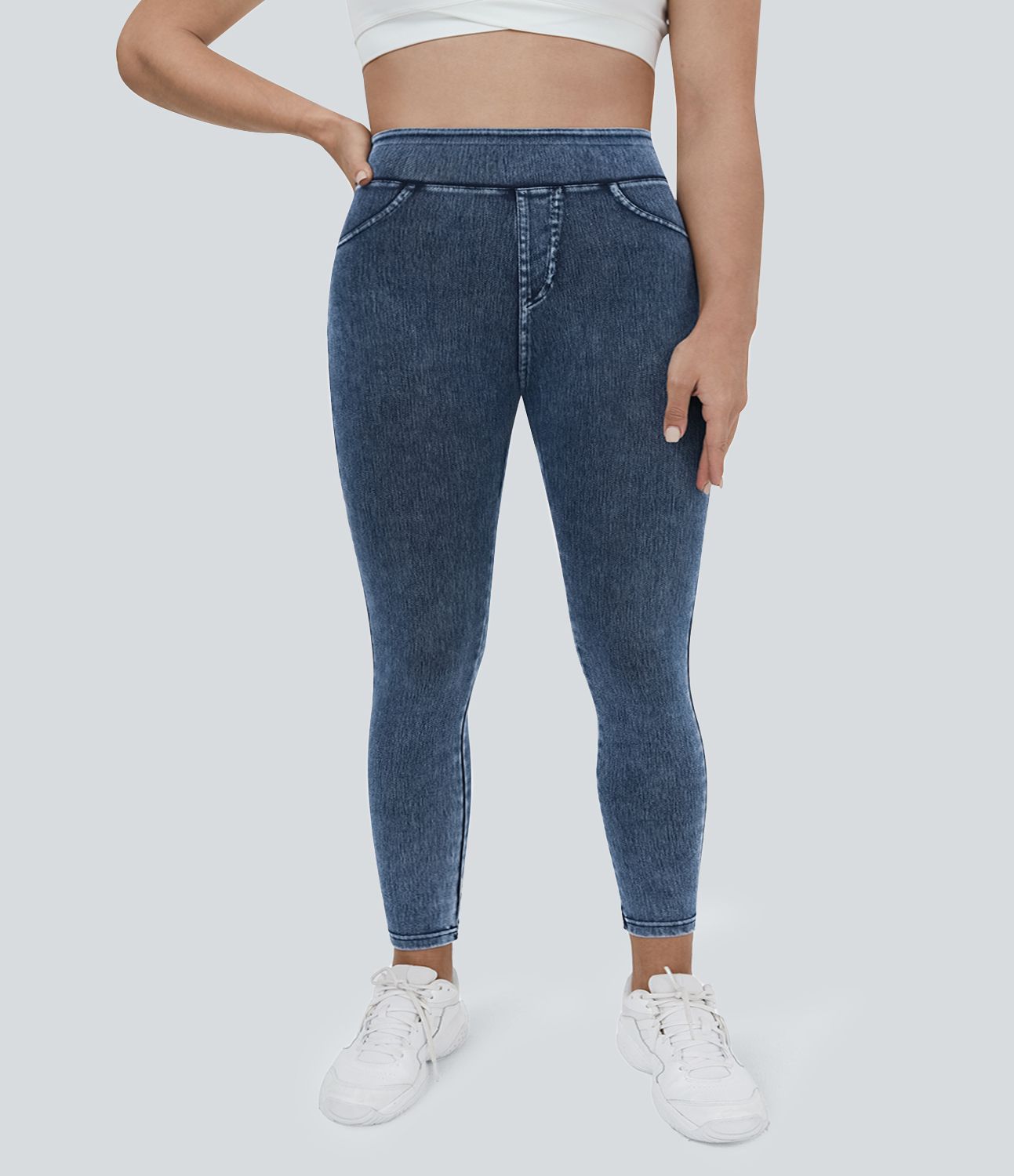 Halara Flex™ Jegging Casual Taille Haute Tricot Extensible Poche Latérale Arrière Grande Taille