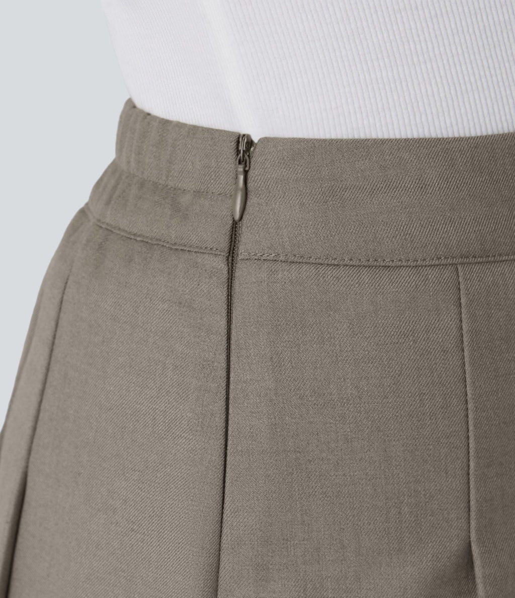 Mini-jupe plissée taille haute 2-en-1 avec fermeture éclair invisible