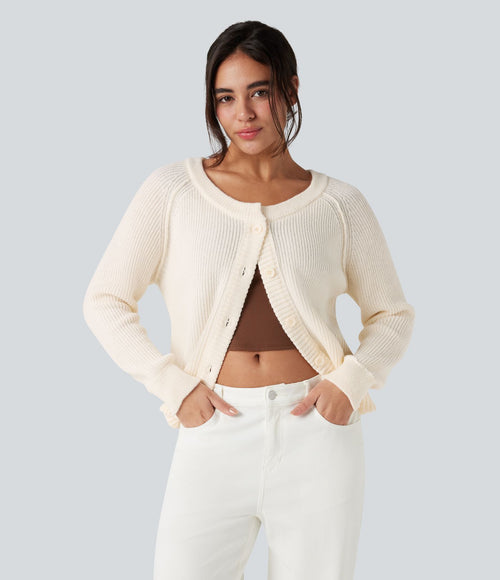 Cardigan col rond manches longues