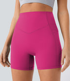 Short cycliste 12,5 cm d'entraînement gainant galbant taille haute avec effet scrunch et poches Halara UltraSculpt™