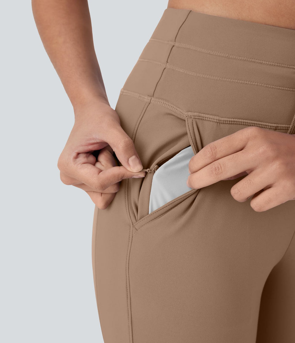 Pantalon corsaire jogging de yoga Softlyzero™ moelleux, taille haute à cordon avec poches latérales
