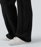Pantalon décontracté en maille taille mi-haute avec cordon de serrage