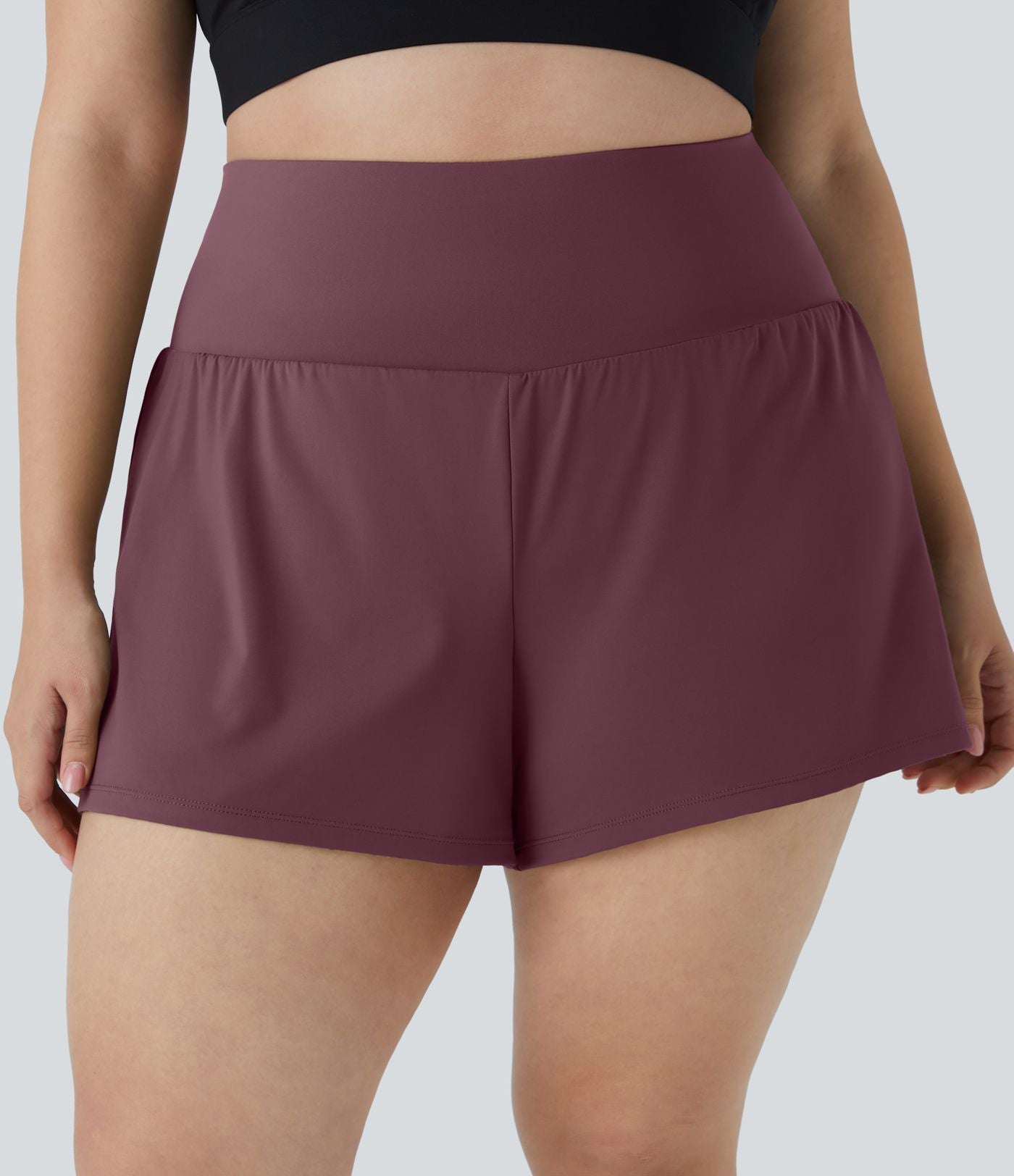 Short 8,8cm Sport Grande Taille 2 en 1 avec Poches Arrière et Poches Latérales Cachées
