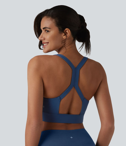 Brassière de sport SoftlyZero™ Plush maintien léger dos nu avec découpes et brassière intégrée