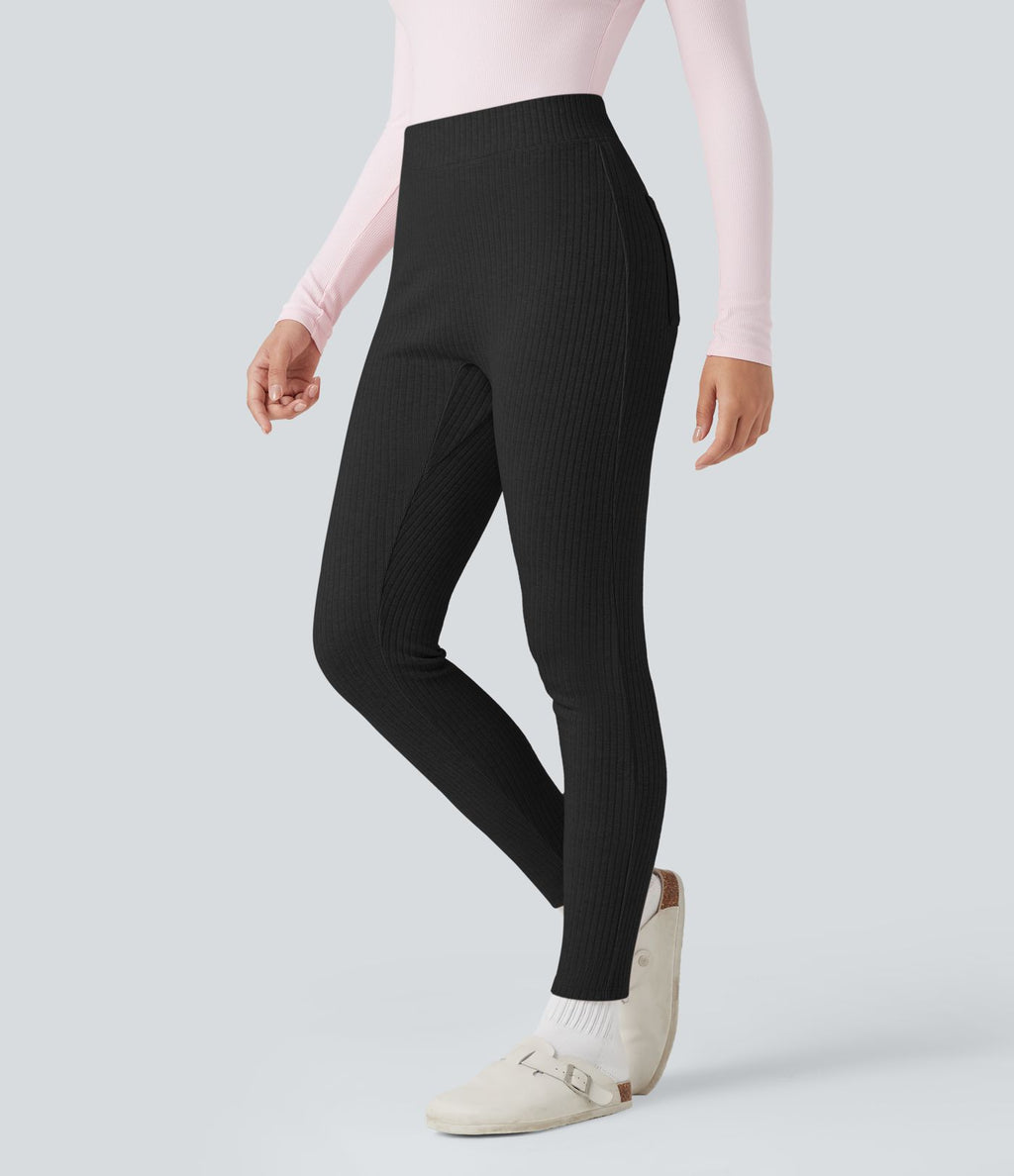 Legging détente côtelé 7/8 taille haute avec poches