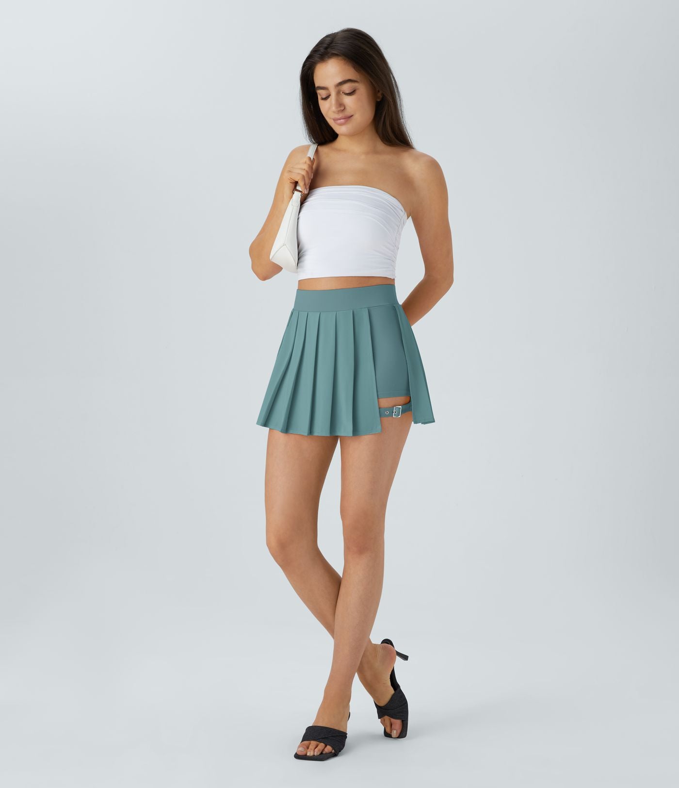 Breezeful™ Mini Jupe Soirée Plissée 2 en 1 Taille Haute Poche Latérale Boucle Réglable Séchage Rapide
