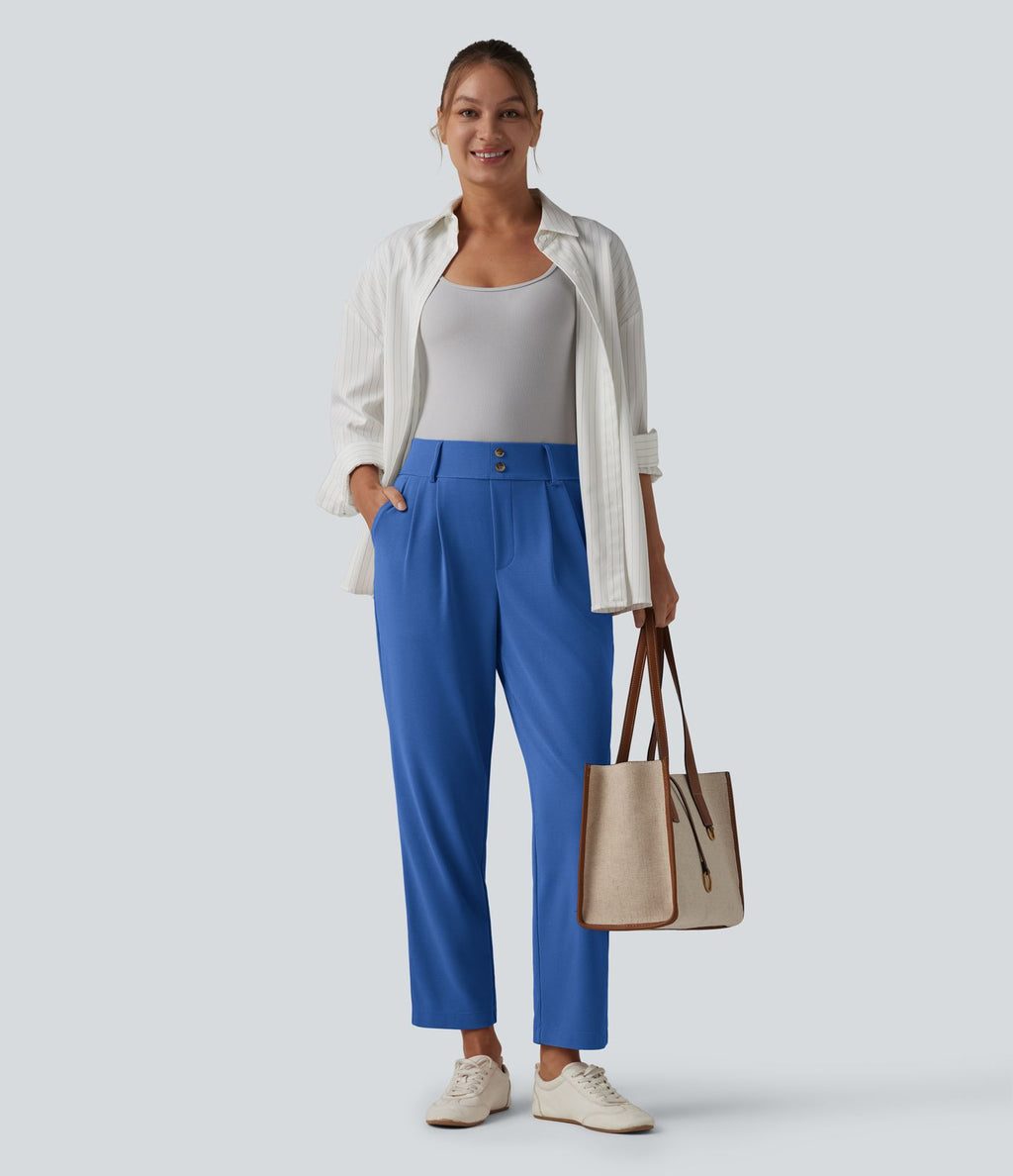 Halara Flex™ Pantalon tailleur fuselé taille haute en tissu gaufré avec poches