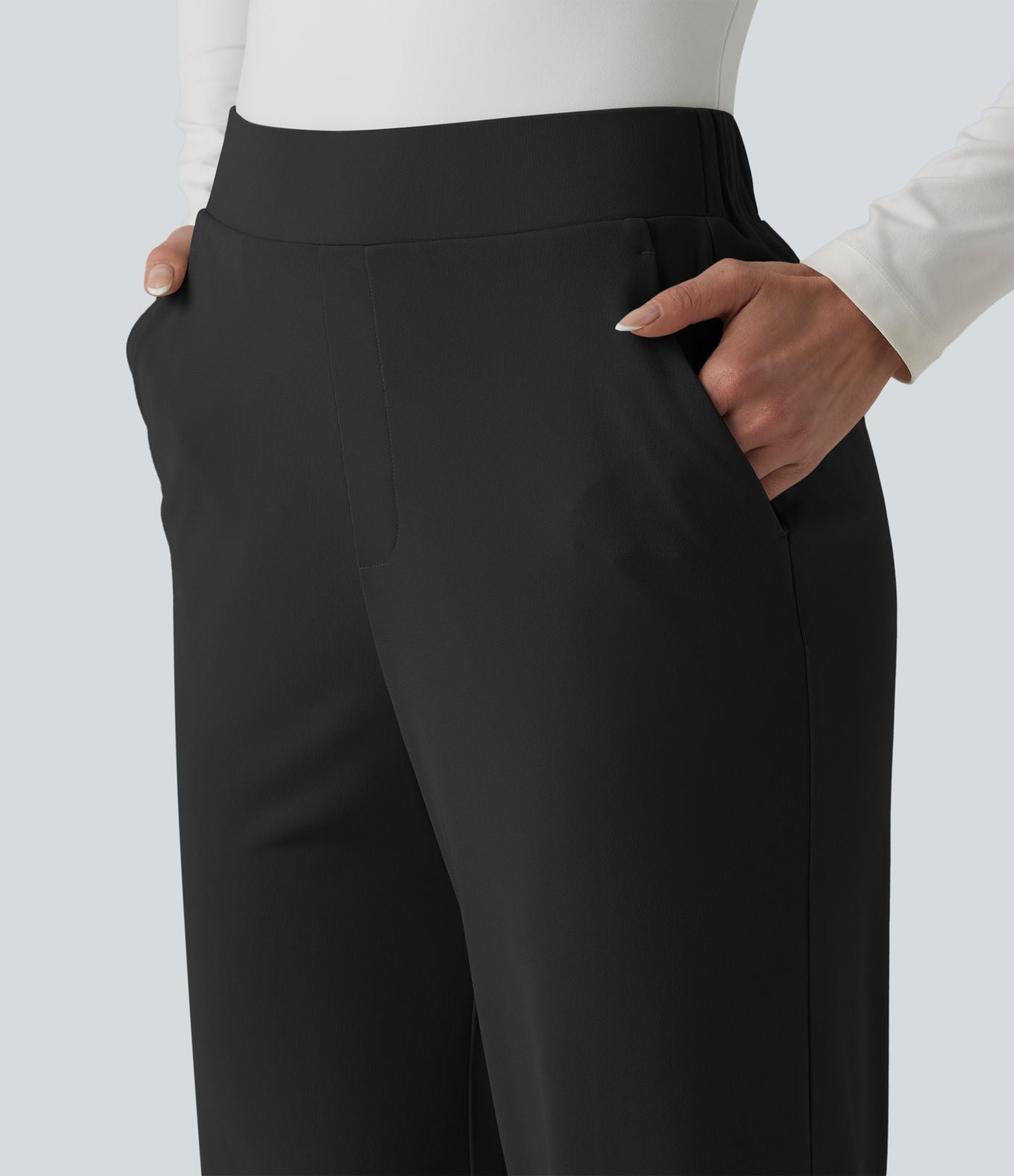Pantalon tailleur taille haute à jambes droites avec poches
