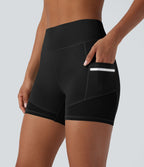 Short de sport SoftlyZero™ Airy taille haute 10 cm avec bandes réfléchissantes contrastées, empiècements ajourés et poches latérales à effet frais InstantCool
