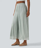 Pantalon ample fluide vacances taille haute