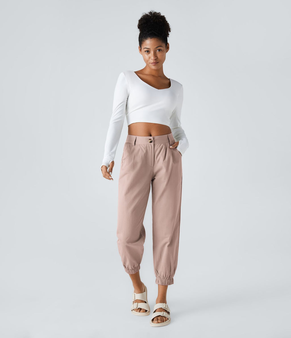 Joggings décontractés à taille mi-haute avec poches