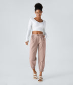 Joggings décontractés à taille mi-haute avec poches