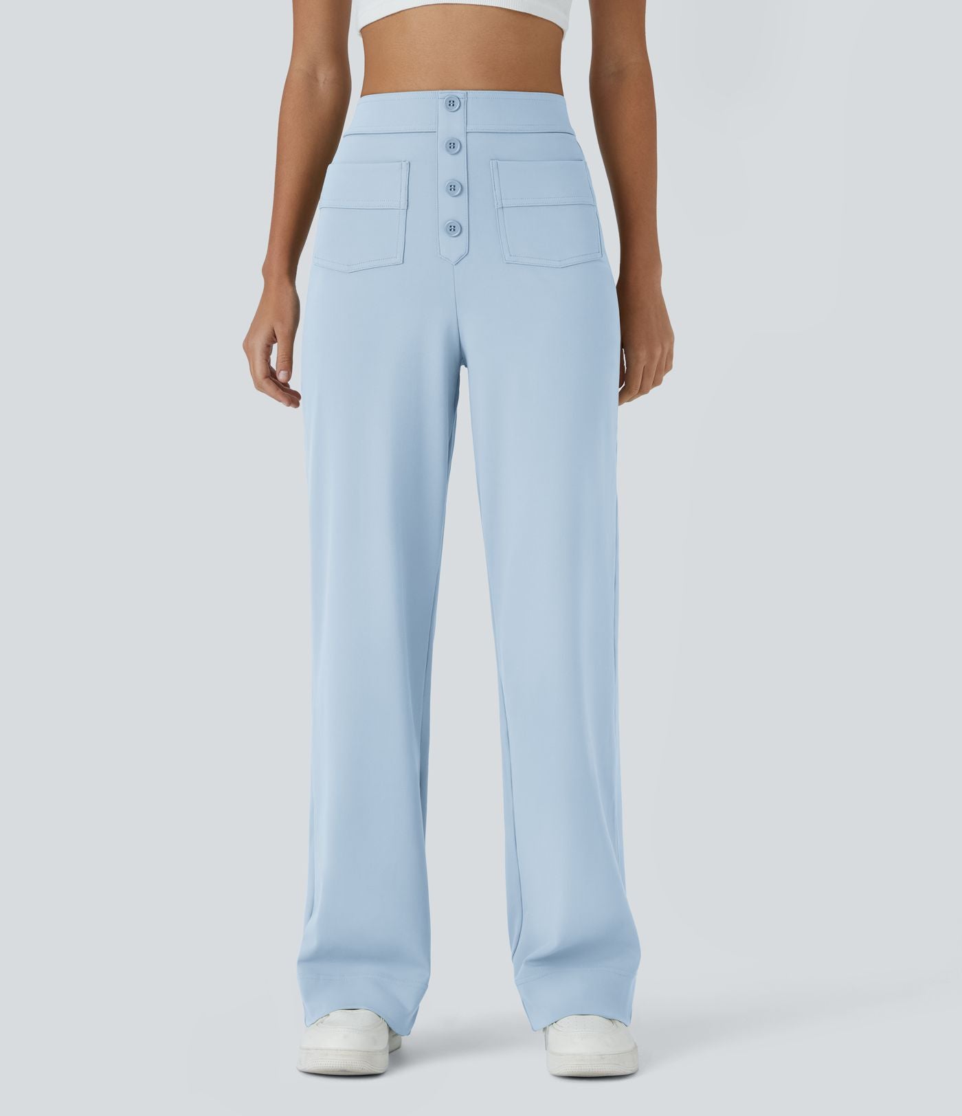 Pantalon taille haute coupe droite DayStretch avec poches