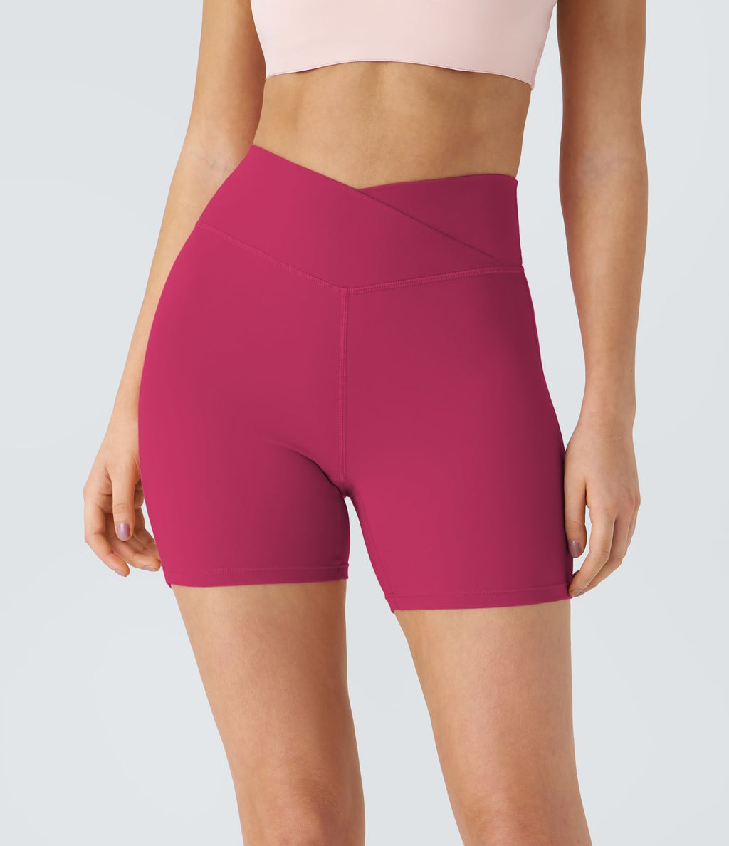 Softlyzero™ Plush Shorts 12,5cm Yoga Taille Haute Croisés Froncés