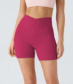 Softlyzero™ Plush Shorts 12,5cm Yoga Taille Haute Croisés Froncés
