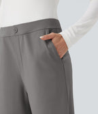 Pantalon de travail fuselé taille moyenne avec largeur ajustable Halara Flex™ DayStretch avec poches