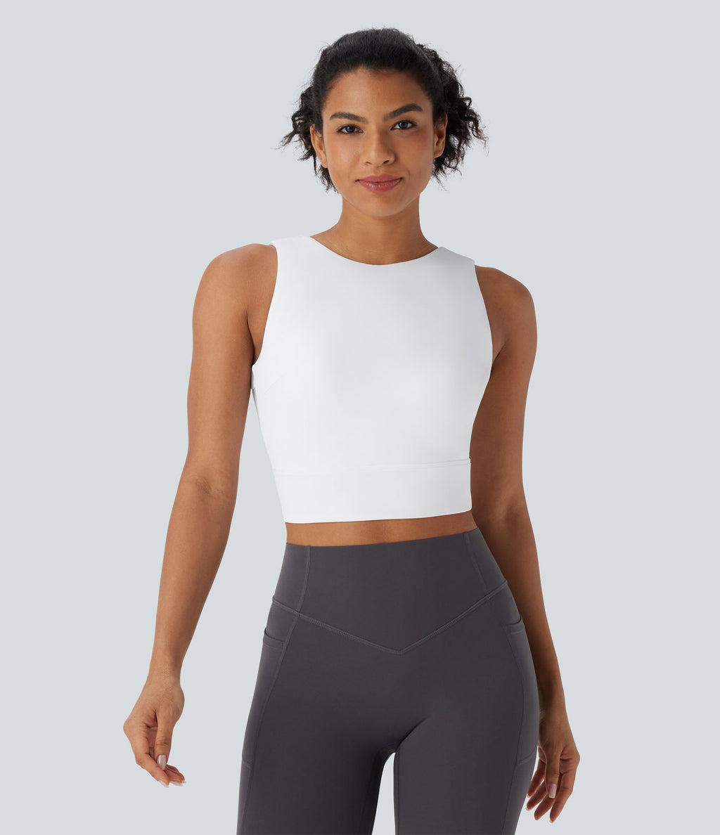 Débardeur décontracté court SoftlyZero™ Airy dos nu à col rond et effet frais InstantCool