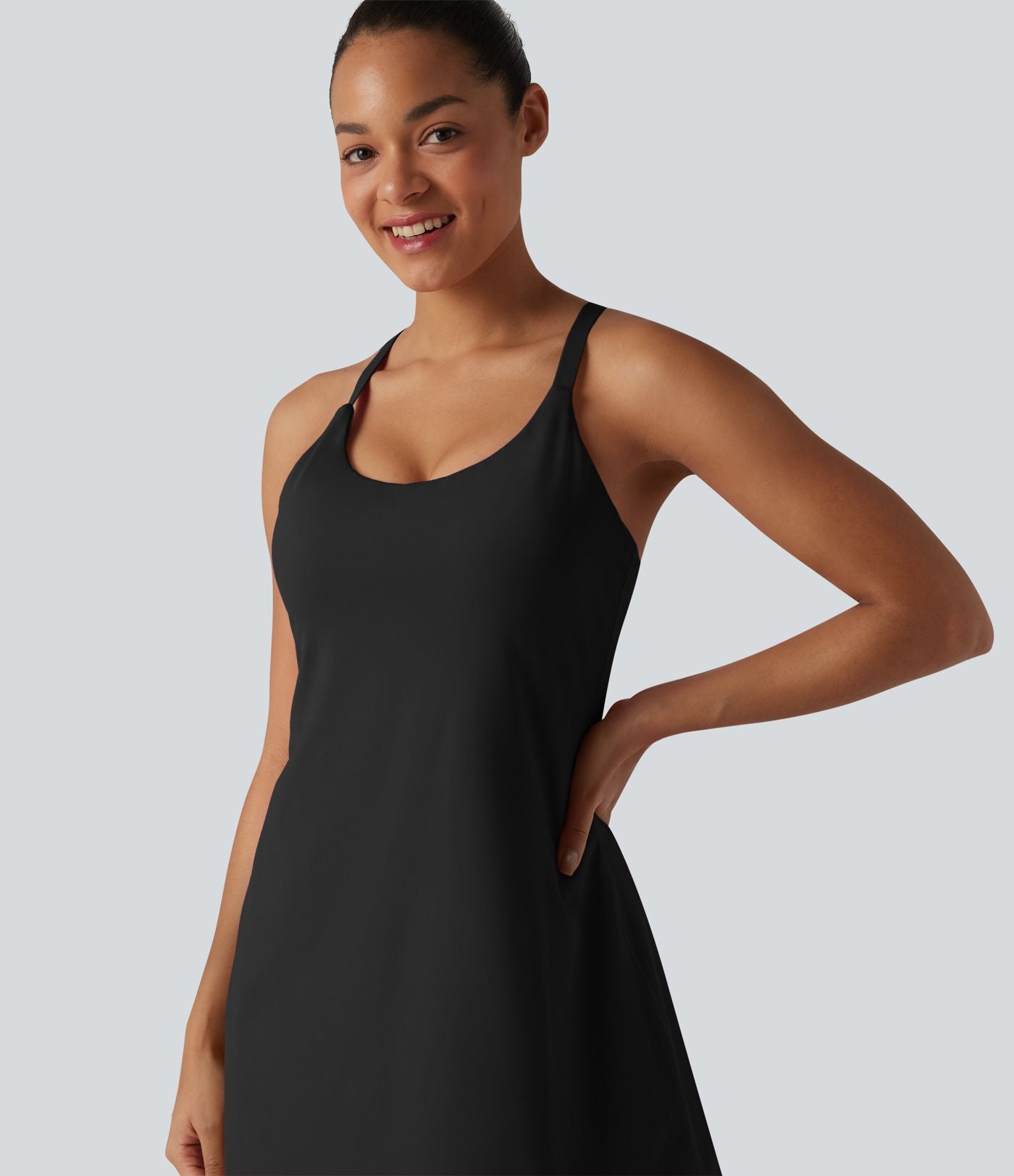 Robe de danse SoftlyZero™ Plush effet push-up dos nu avec bretelles réglables croisées et brassière intégrée bonnets E-G – Édition Easy Peasy