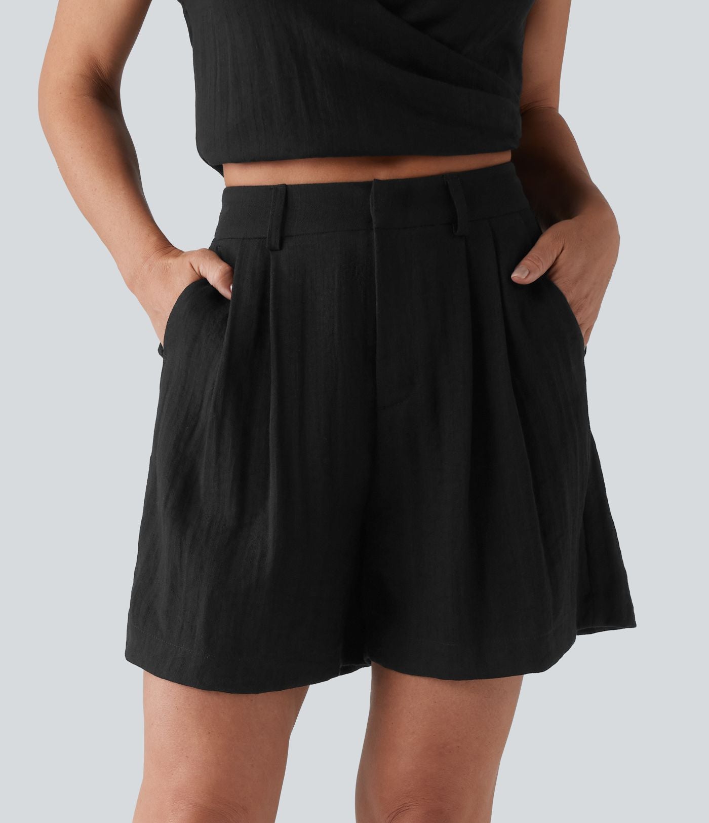 Short décontracté taille haute avec poches