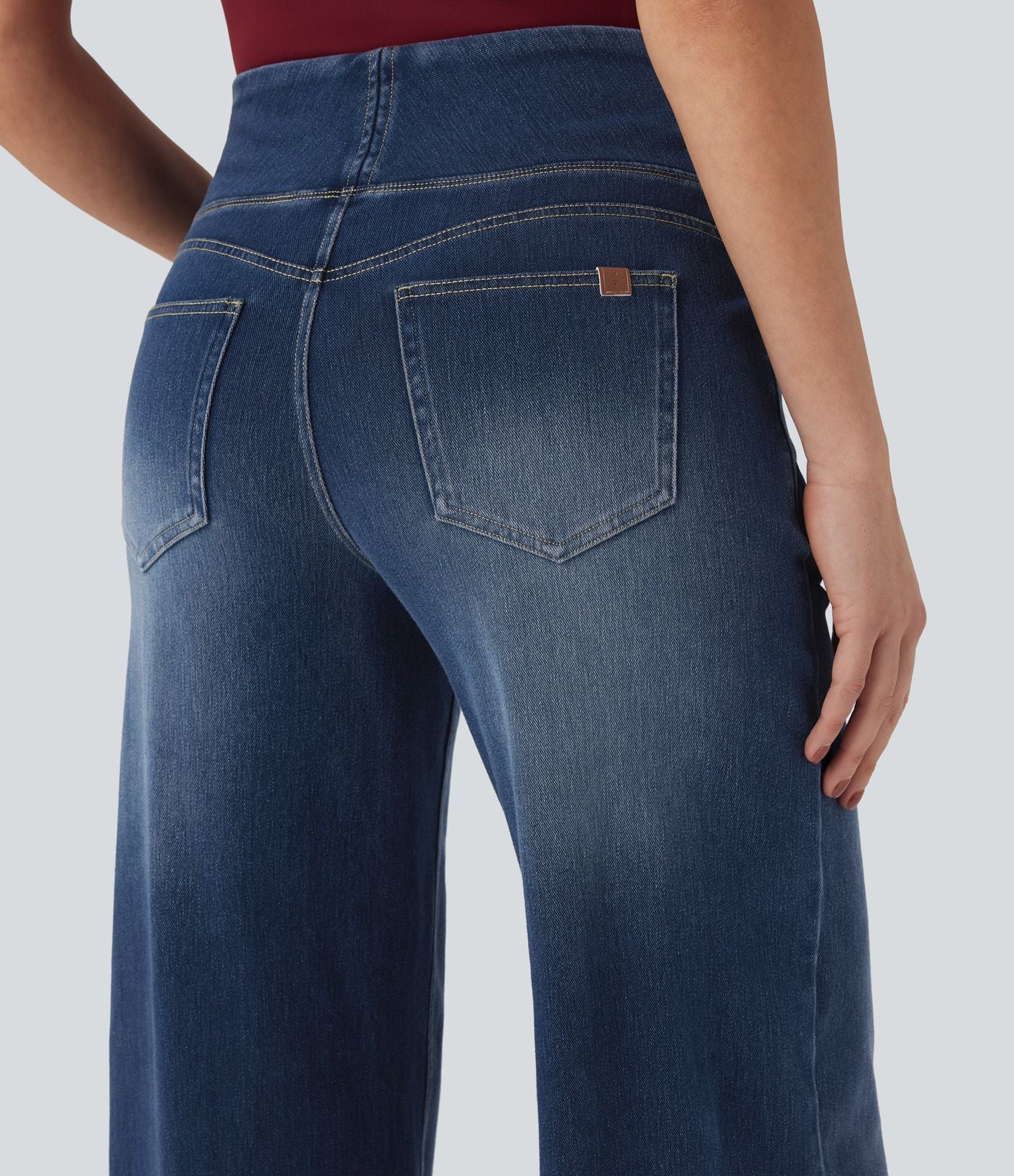 Jean décontracté ample gainant taille mi-haute avec poches Halara Flex™