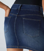 Halara Flex™ Jupe en Jean Lavé Casual Extensible Côtelé Taille Haute Poches Multiples Coupe Moulante