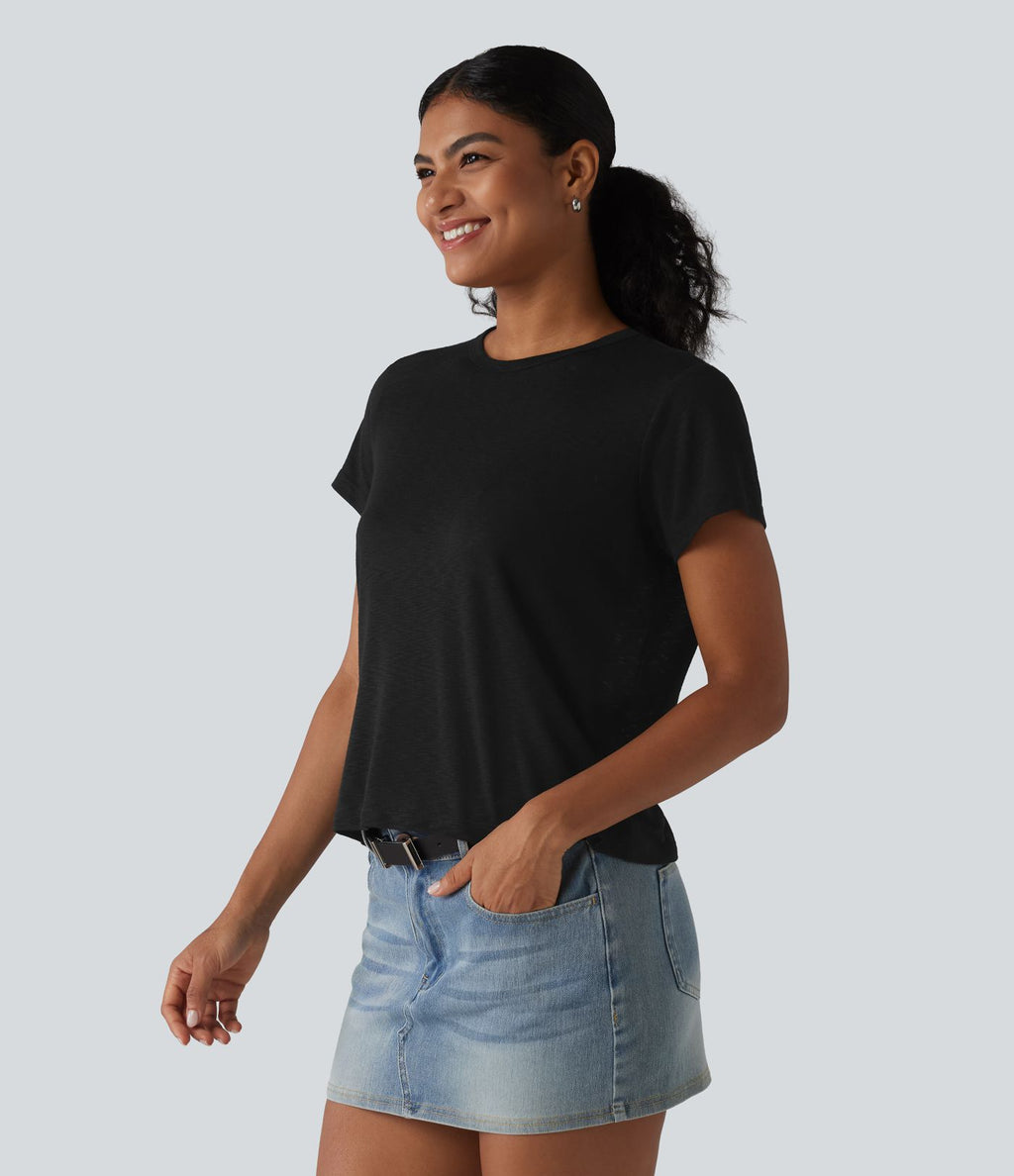 T-shirt décontracté col rond manches courtes