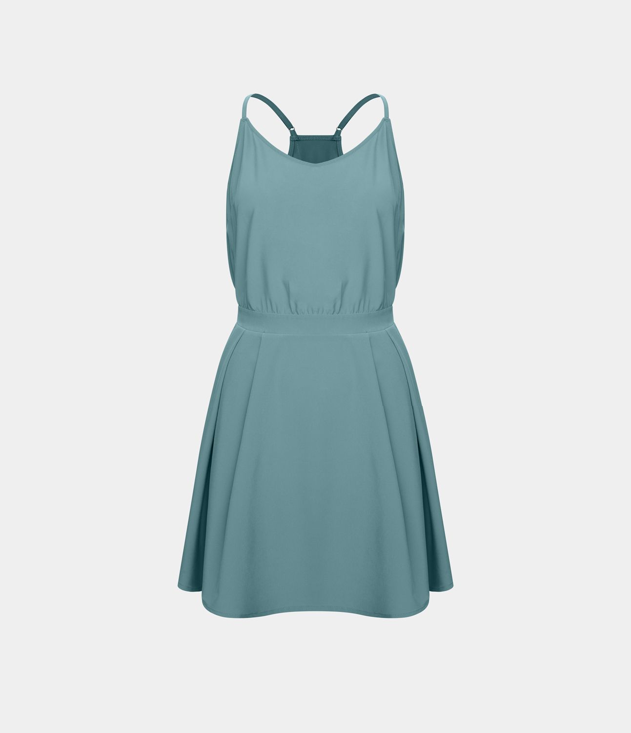Breezeful™ Robe Casual Plissée à Bretelles Réglables Mini Dos Nu Découpée Poche Latérale Séchage Rapide