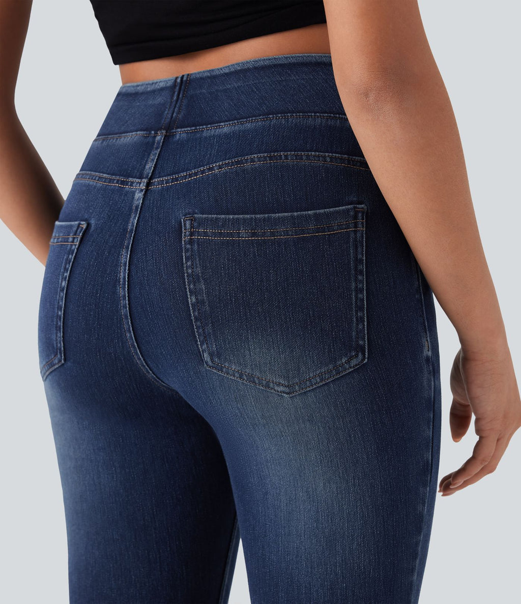 Leggings capri Halara Flex™ en jean extensible tricoté à taille haute et poches