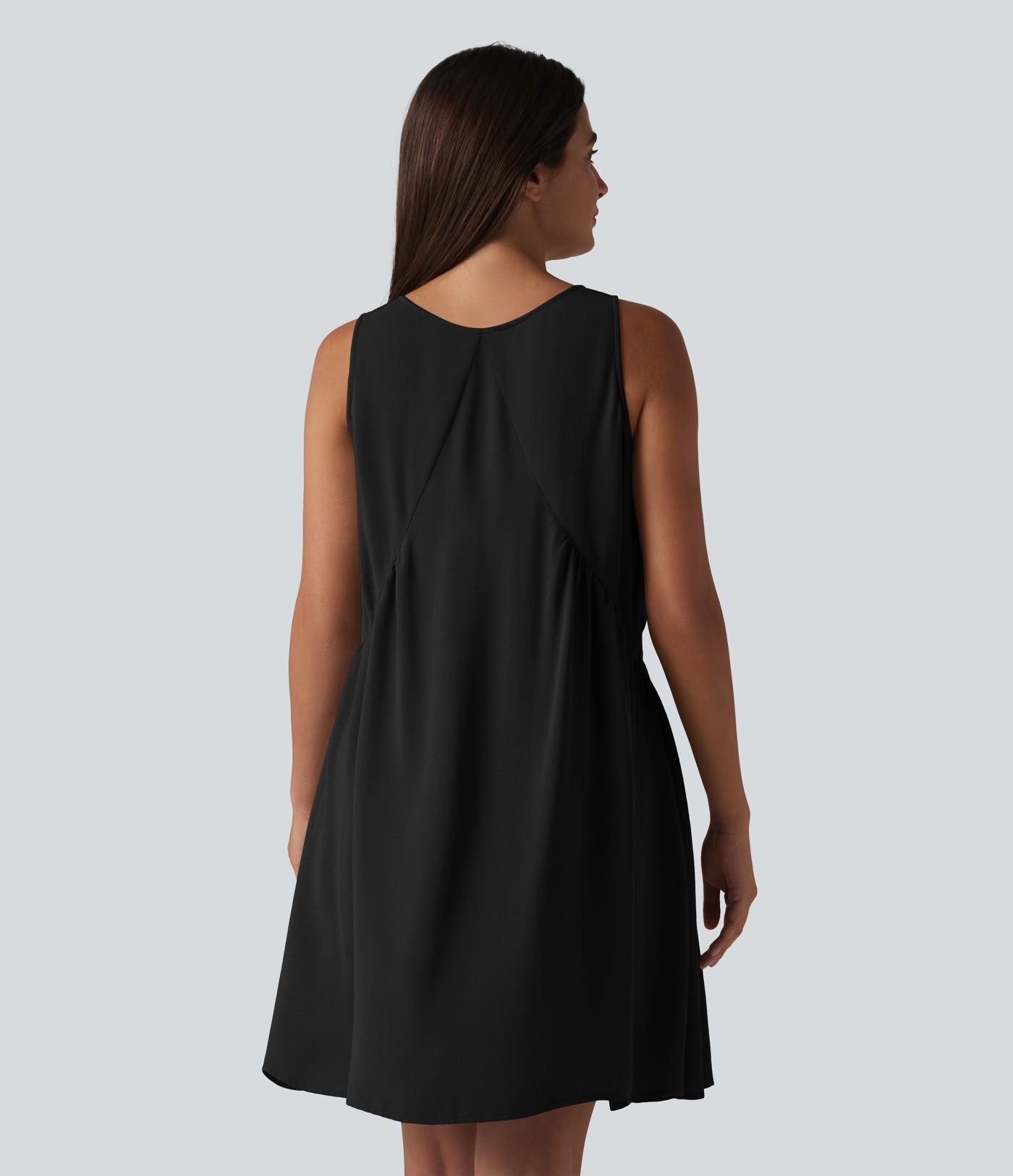 Robe mini sans manches col V avec soutien-gorge intégré, effet lin
