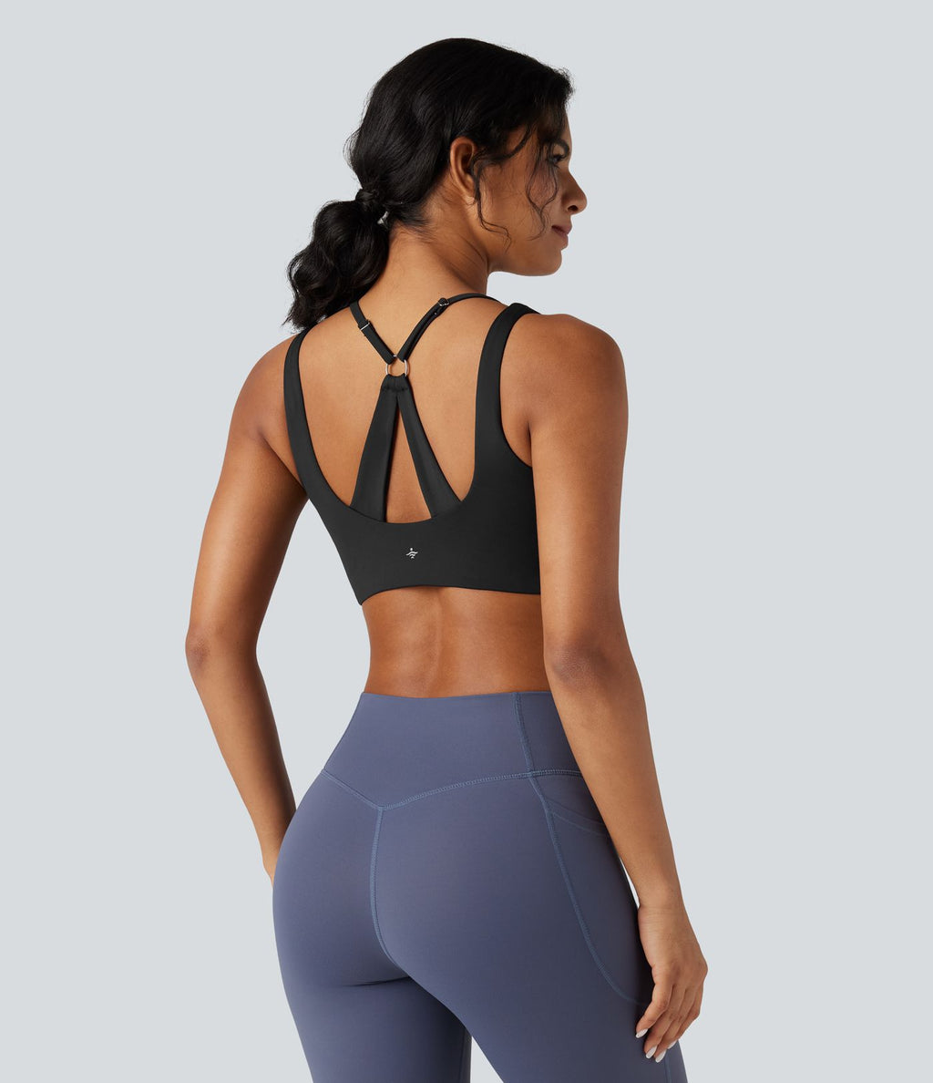 Top de sport yoga SoftlyZero™ Airy 2-en-1 découpe au dos toucher frais