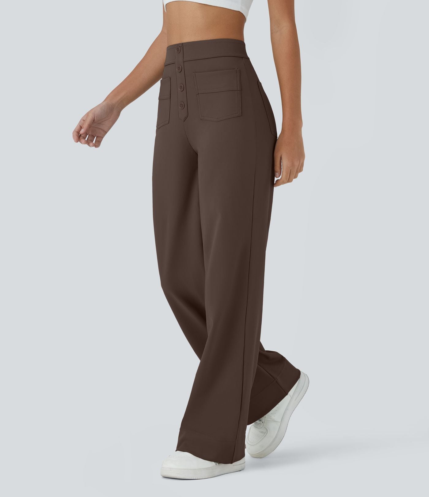 Pantalon taille haute coupe droite DayStretch avec poches