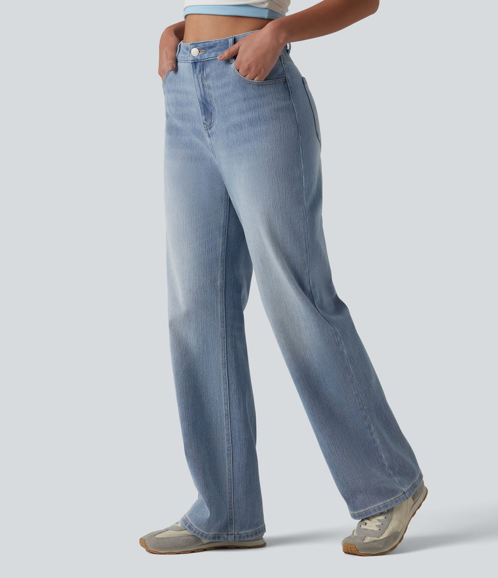 Halara Flex™ Jean droit casual taille haute avec poches