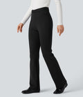 Pantalon de travail évasé croisé taille haute avec poches