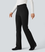 Pantalon de travail évasé croisé taille haute avec poches