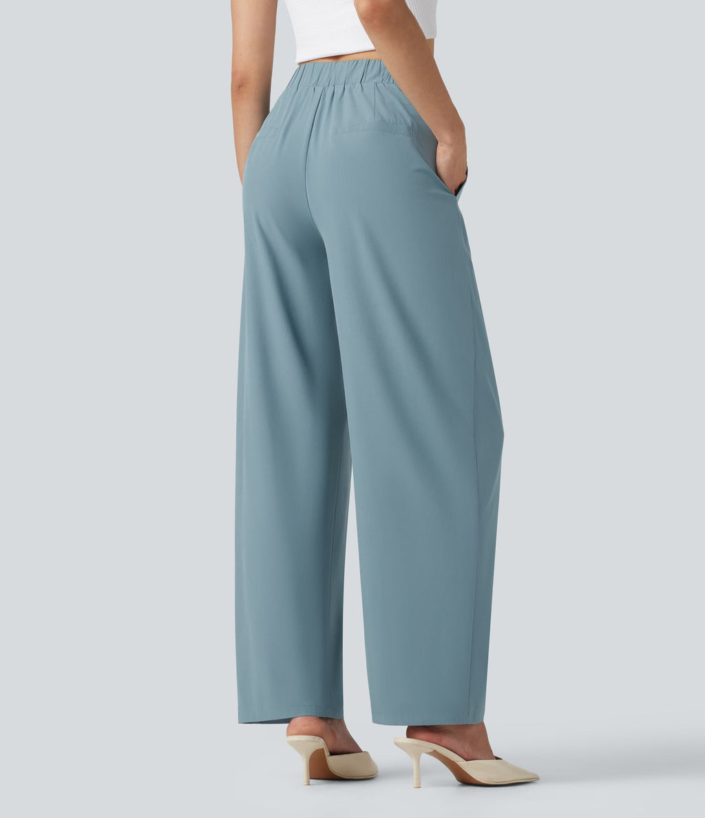 Breezeful™ Pantalon tailleur séchage rapide taille mi-haute coupe tonneau asymétrique avec poches