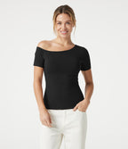 T-shirt casual Halara en jersey de coton asymétrique brassière intégrée bonnets B à DD