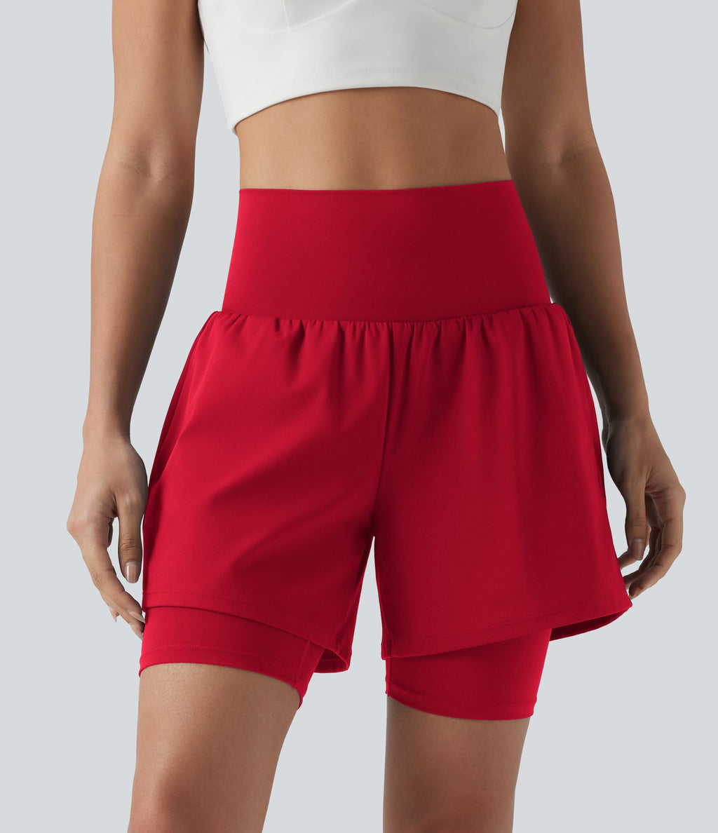 Short de yoga SoftlyZero™ Airy 2-en-1 taille ultra-haute effet frais InstantCool 17,5 cm avec poches