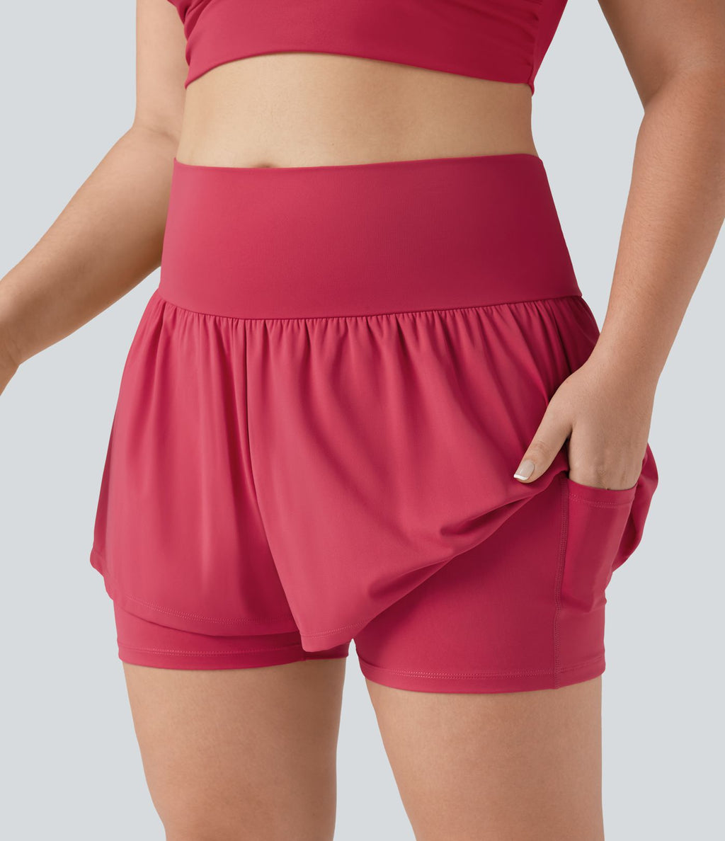 Short tailleur 2-en-1 grande taille SoftlyZero™ Airy taille ultra-haute effet frais InstantCool yoga 12,5 cm avec poches