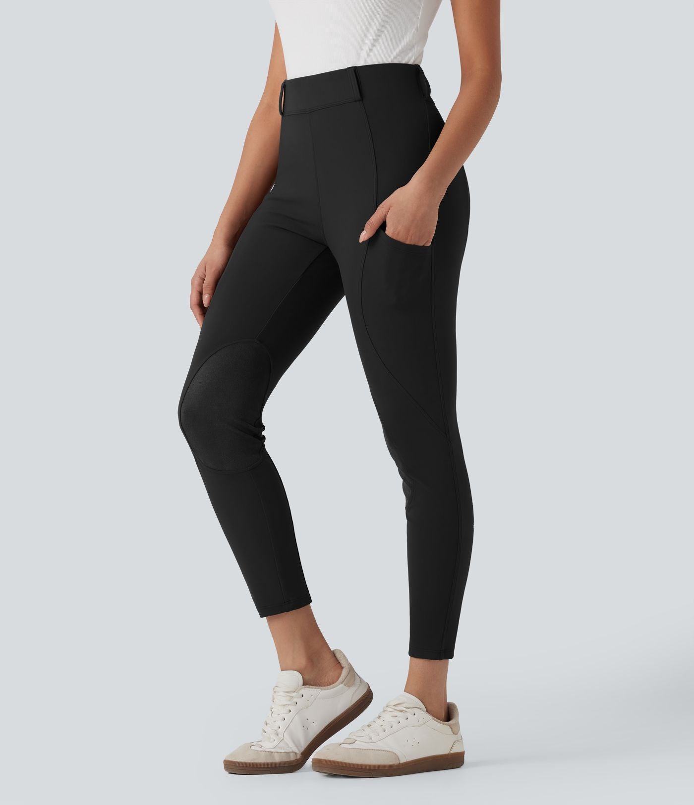 Pantalon ajusté taille haute effet daim contrastant DayStretch avec poches