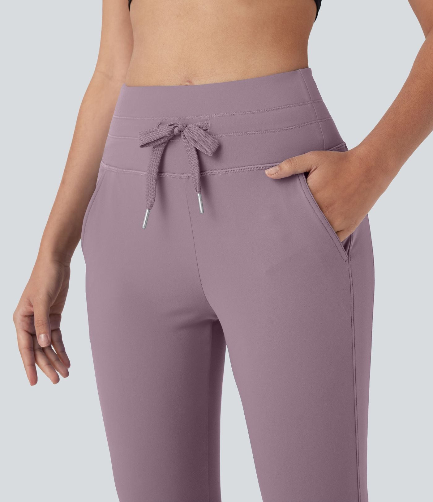 Pantalon corsaire jogging de yoga Softlyzero™ moelleux, taille haute à cordon avec poches latérales