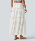 Jupe maxi fluide taille mi-haute