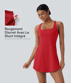 Robe de sport yoga mini 2-pièces SoftlyZero™ Plush à découpes avec poche A-C