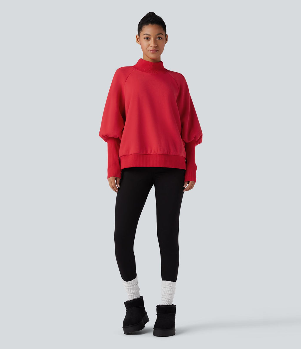 Sweat molleton col montant manches longues bishop