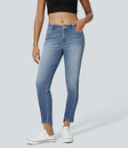 Jean skinny 7/8 décontracté taille basse Halara Flex™ avec poches zippées